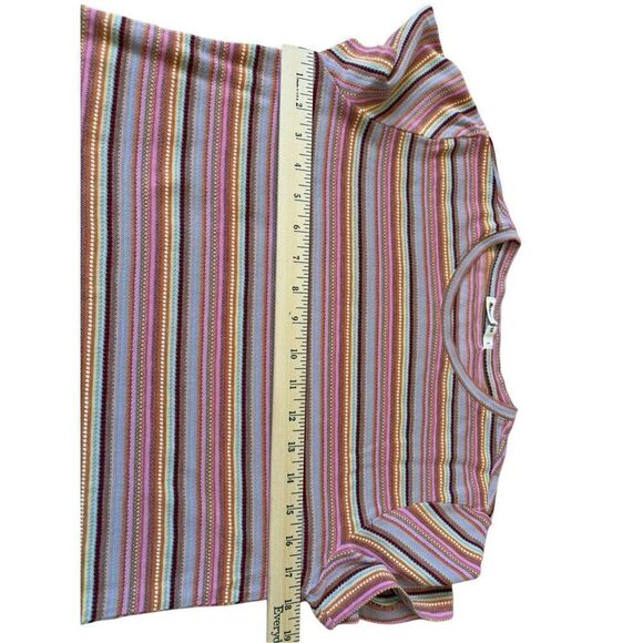 MARINE LAYER Top Striped Cotton Crew Neck Size S Pink - Picture 4 of 8